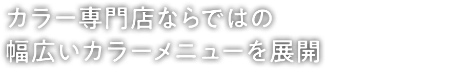 カラー専門店ならではの
幅広いカラーメニューを展開